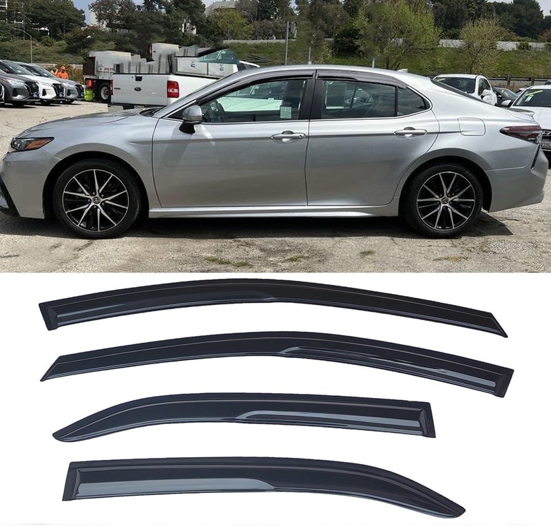 TONOYTIM Tape On Window Visors Rain Guards Side Wind Deflectors Compatible with 2018-2024 Toyota Camry, Window Vent Guard Shade Sun Car Accessories 94311,4-Pieces Set - Image 2
